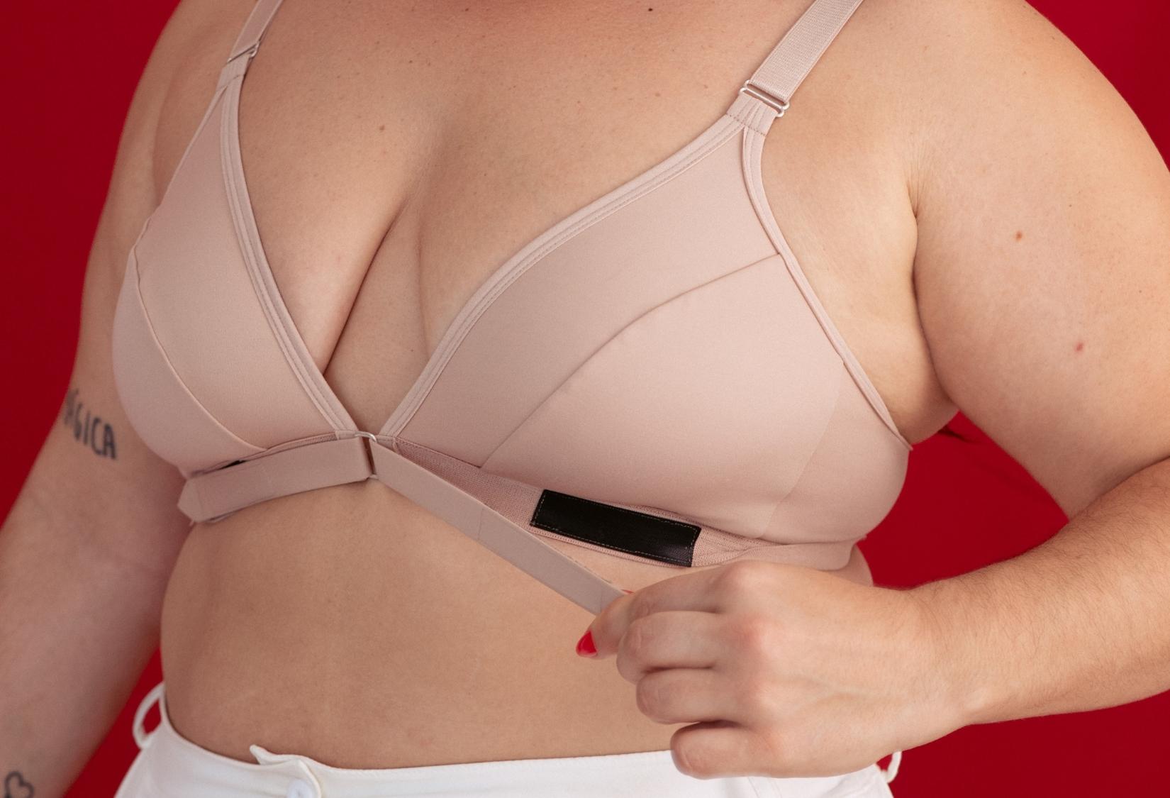 Springrose post shoulder replacement surgery bra showcasing its velcro front closure