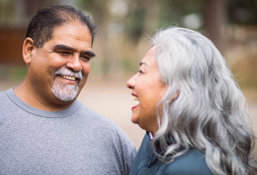 Chronic pain and relationships: Beautiful older couple laughing together