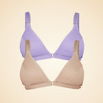 Adaptive velcro bra two pack in lilac and beige