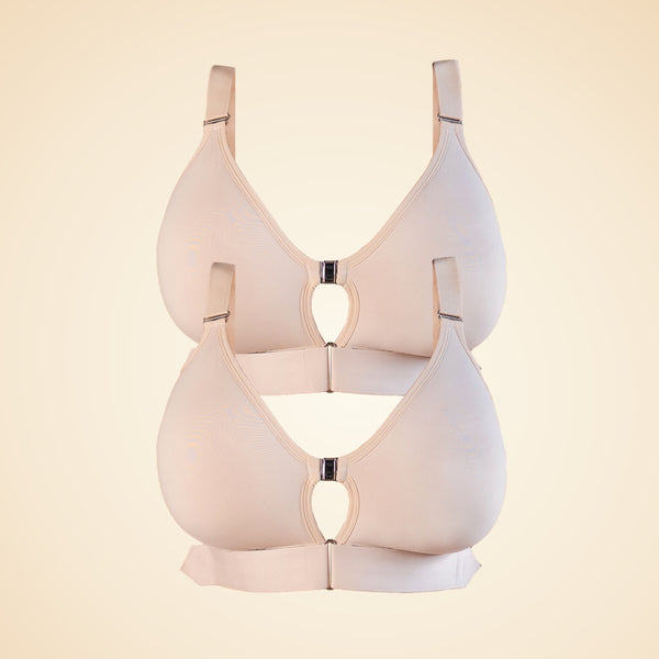 Adaptive plus size bra two pack in beige