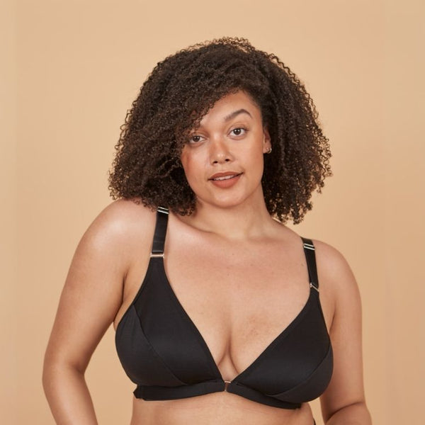 Best front closing bra for seniors in black with a velcro front closure
