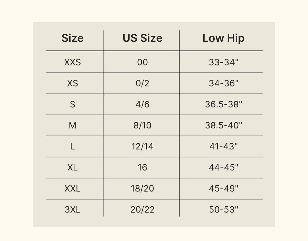Underwear Size Chart – Springrose